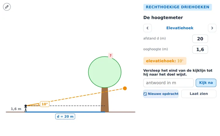 De hoekmeter: hoogtehoek en dieptehoek